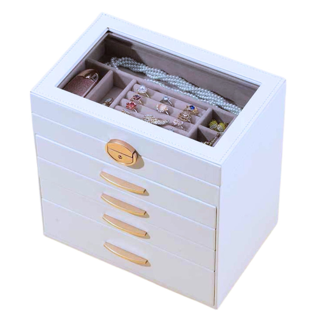 Boîte à Bijoux en Cuir PU – 5 Niveaux et 4 Tiroirs Imperméables - Cléophée Paris