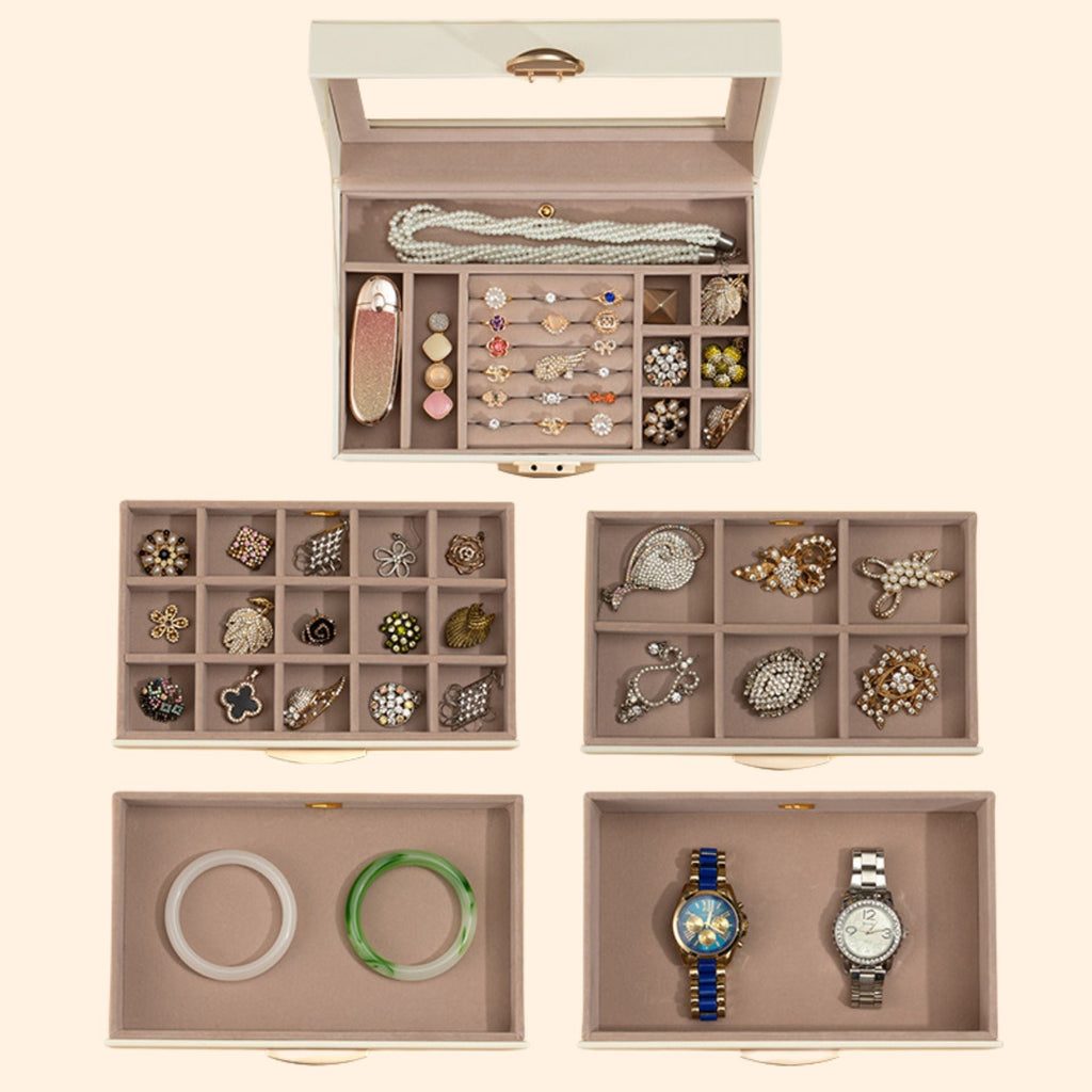 Boîte à Bijoux en Cuir PU – 5 Niveaux et 4 Tiroirs Imperméables - Cléophée Paris
