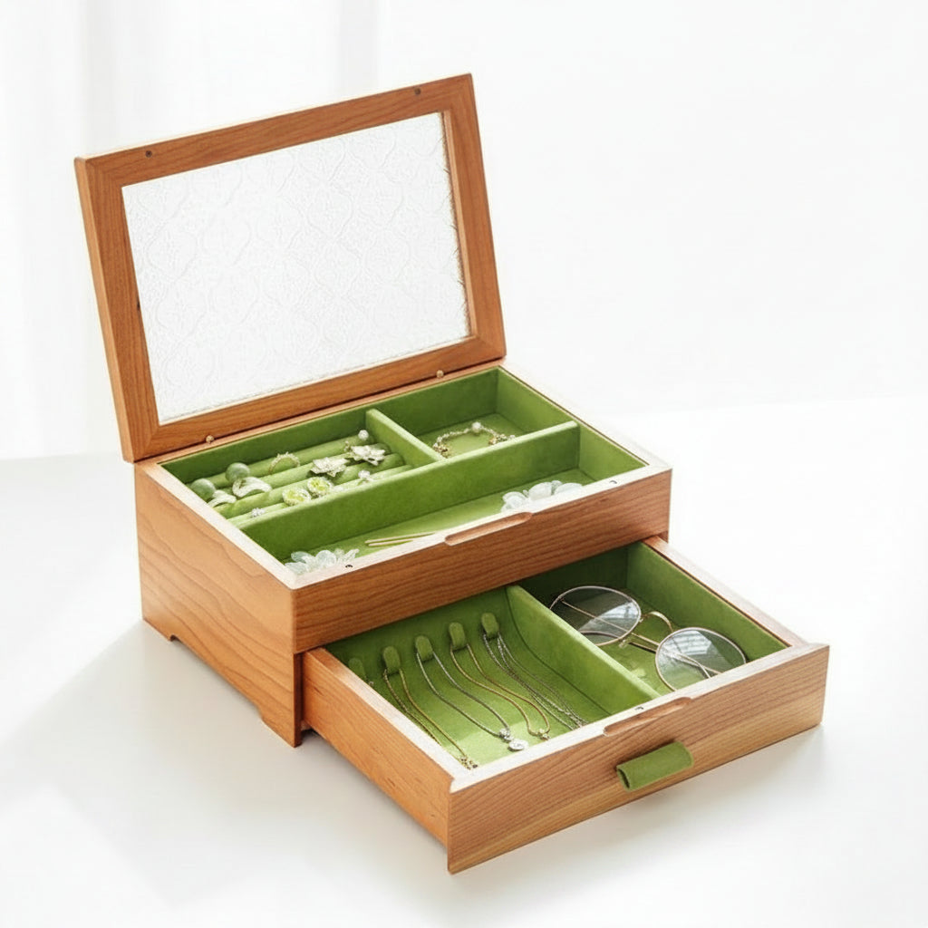 Boîte à bijoux en noyer & cerisier massif - Cléophée Paris