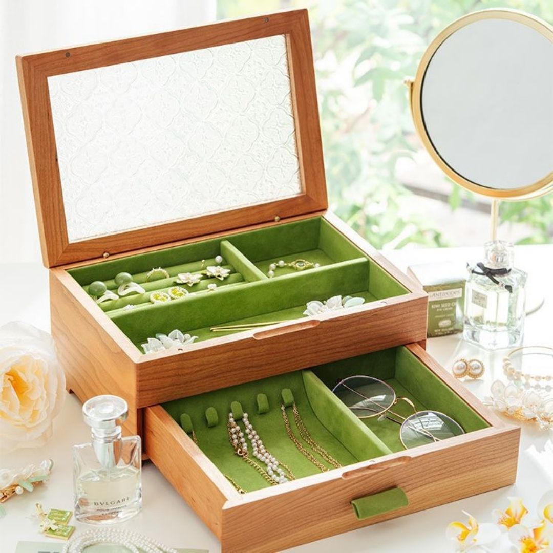 Boîte à bijoux en noyer & cerisier massif - Cléophée Paris