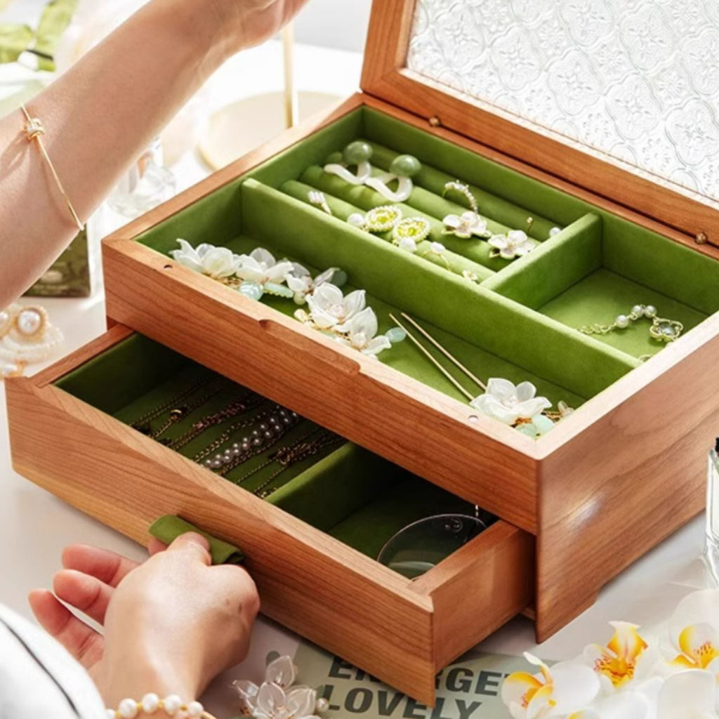 Boîte à bijoux en noyer & cerisier massif - Cléophée Paris