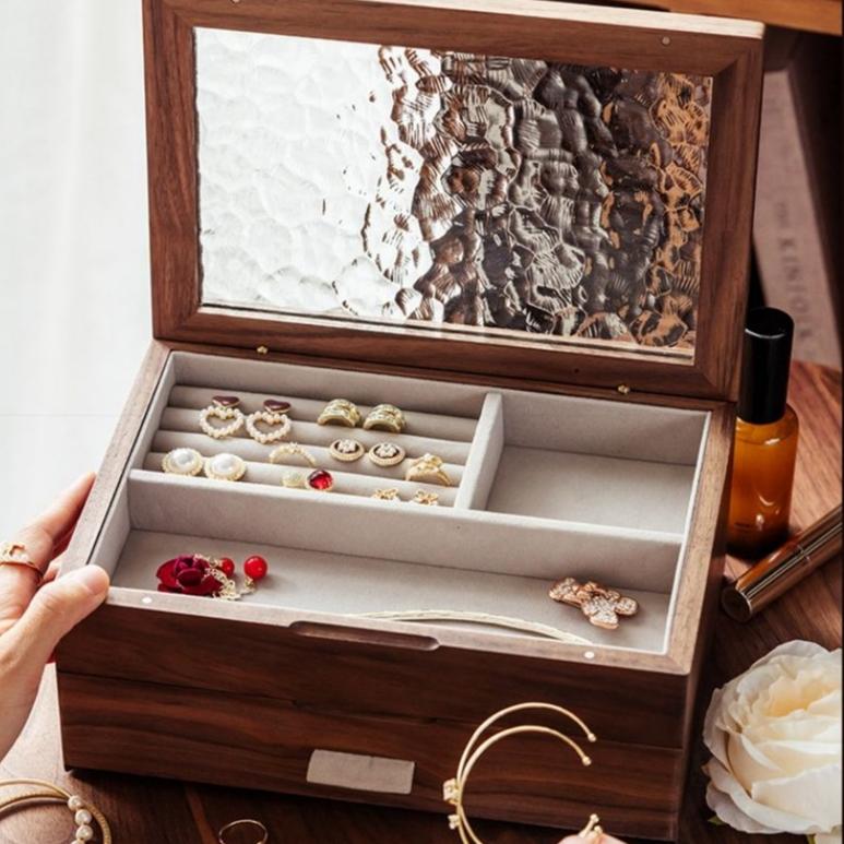 Boîte à bijoux en noyer & cerisier massif - Cléophée Paris