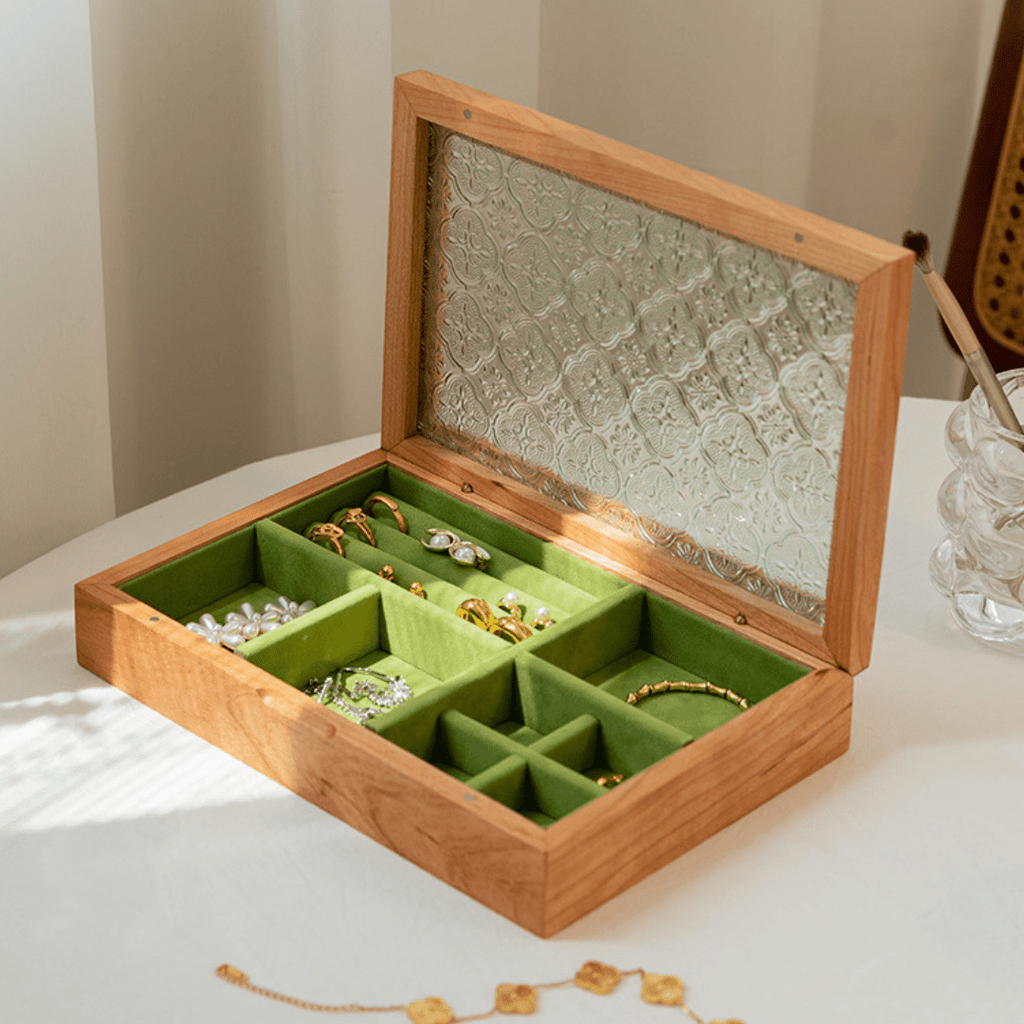 Boîte à bijoux en noyer et cerisier massif (compacte) - Cléophée Paris