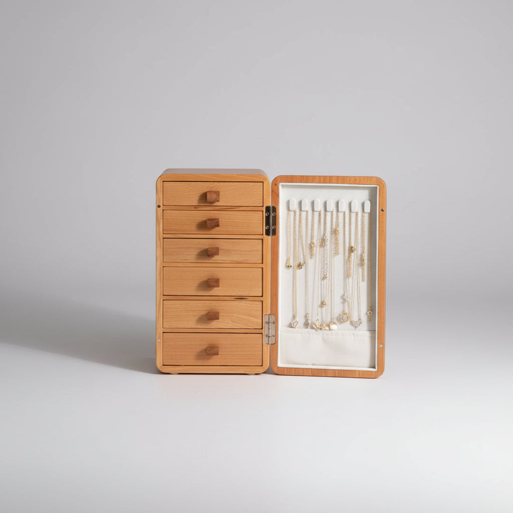 Boîte à bijoux en noyer et cerisier massif - Cléophée Paris