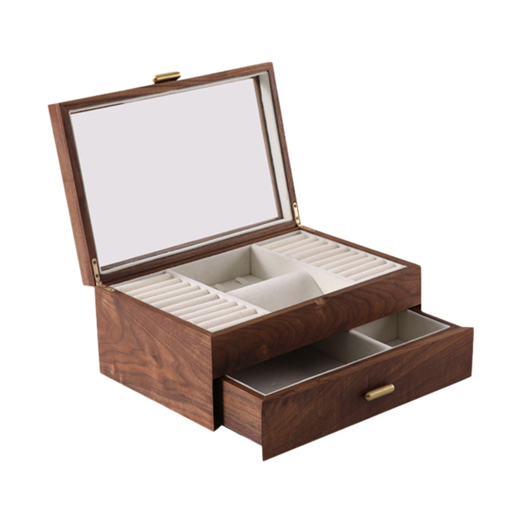 Boîte à bijoux en noyer massif avec support à colliers - Cléophée Paris