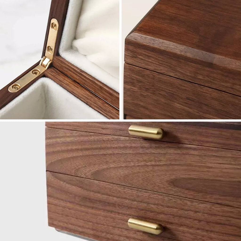 Boîte à bijoux en noyer massif avec support à colliers - Cléophée Paris