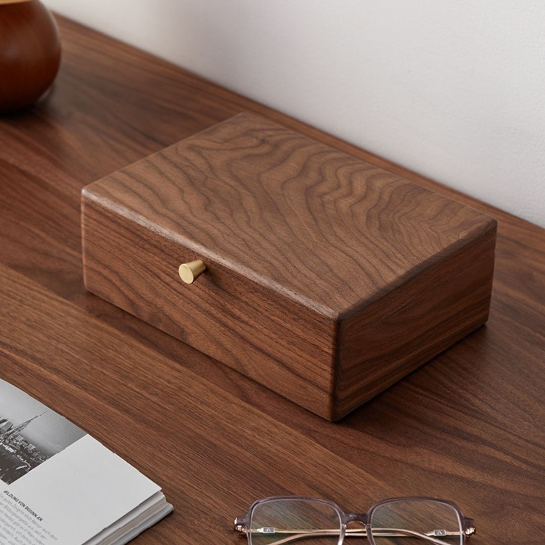 Boîte à bijoux en noyer massif – plateau amovible (Compacte) - Cléophée Paris