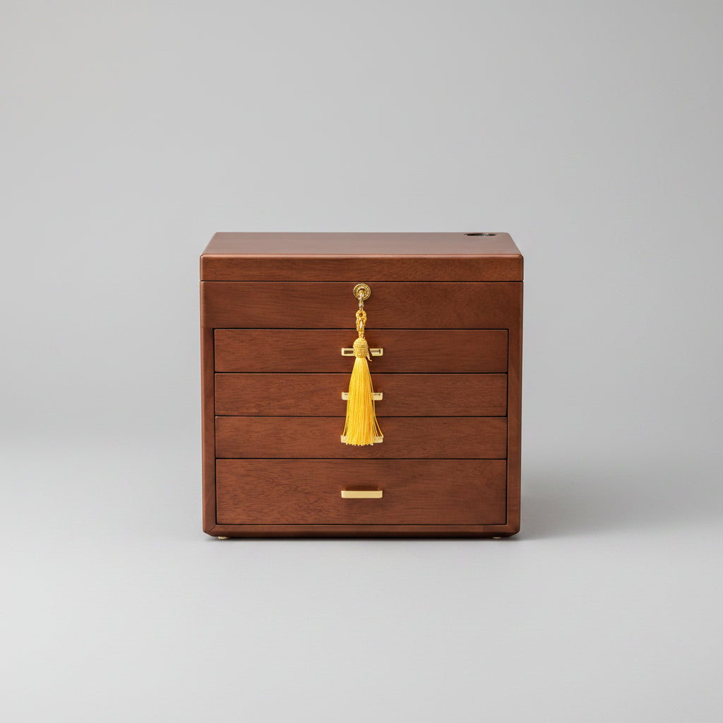 Boîte à bijoux extensible en bois de noyer – design modulable - Cléophée Paris