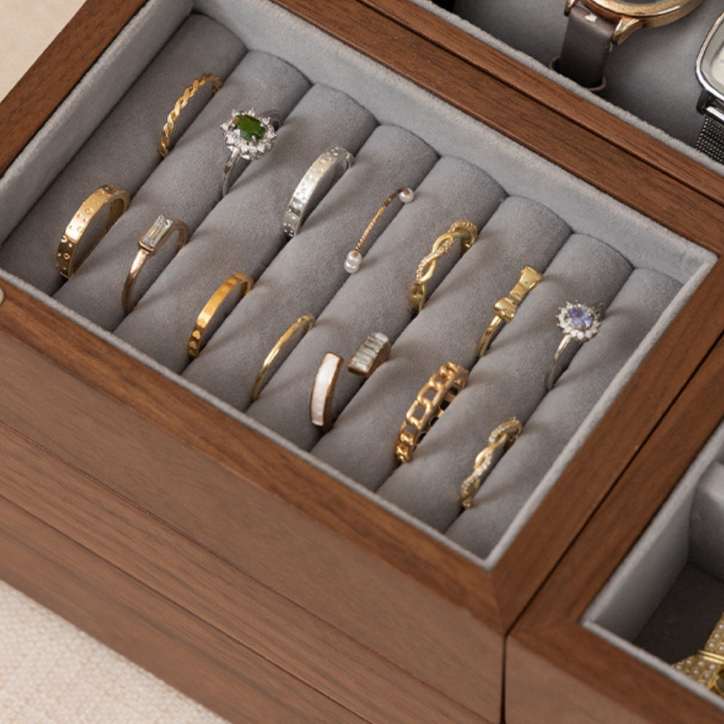Boîte à bijoux noyer – Miroir & tiroir magnétique - Cléophée Paris