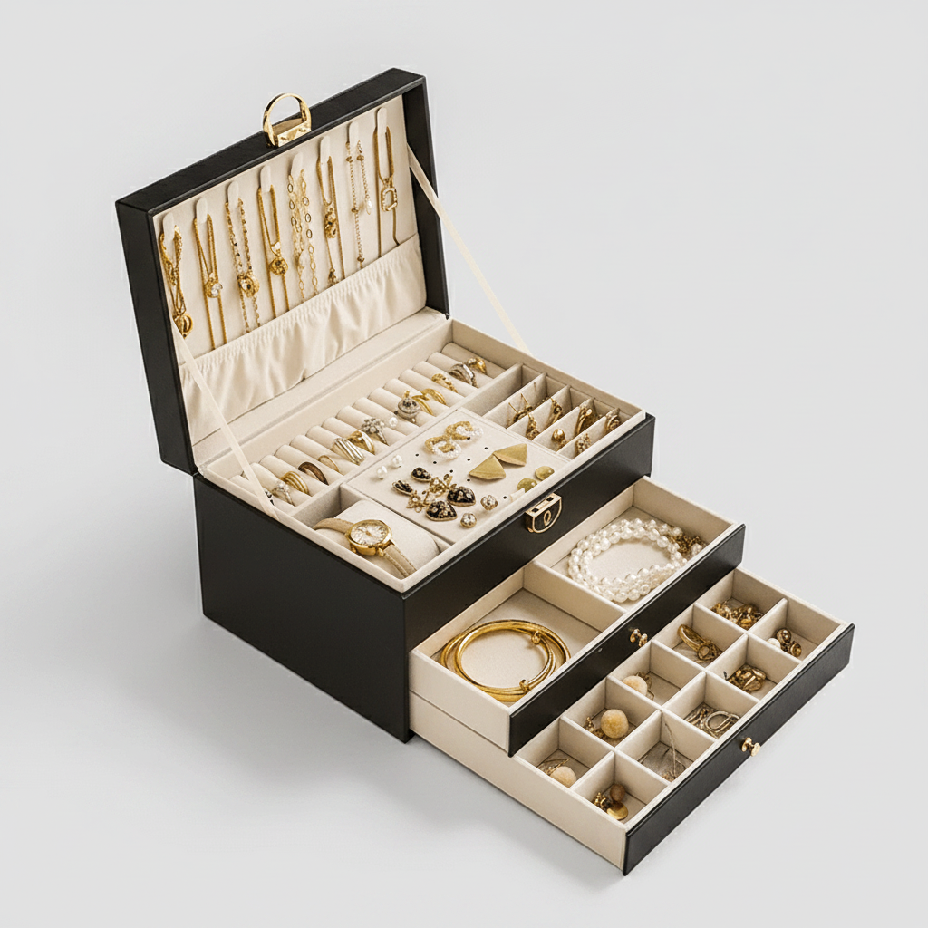 Tiroirs à bijoux dépliables de la boîte empilée – Cléophée Paris