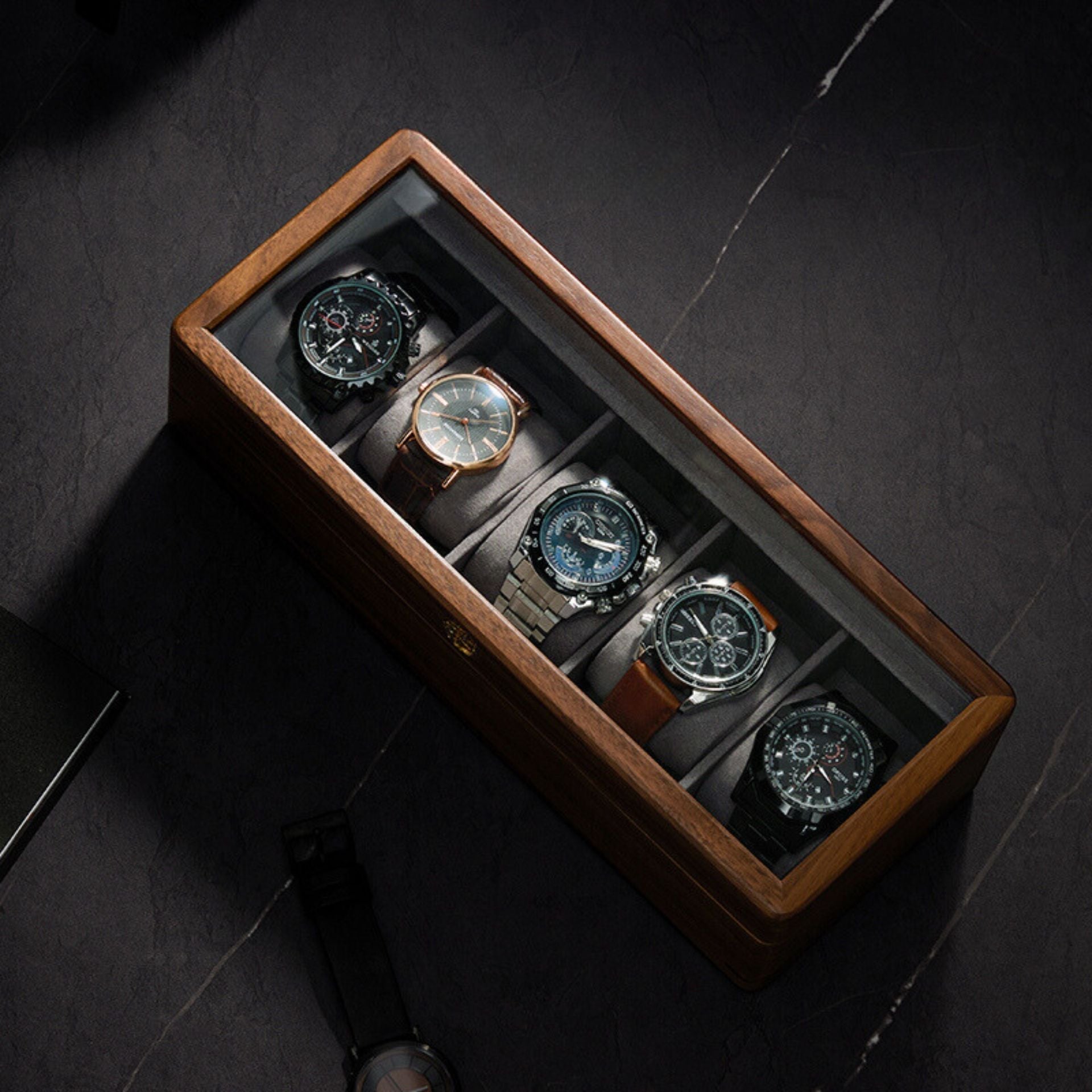 Boîte à montres en noyer massif - Cléophée Paris