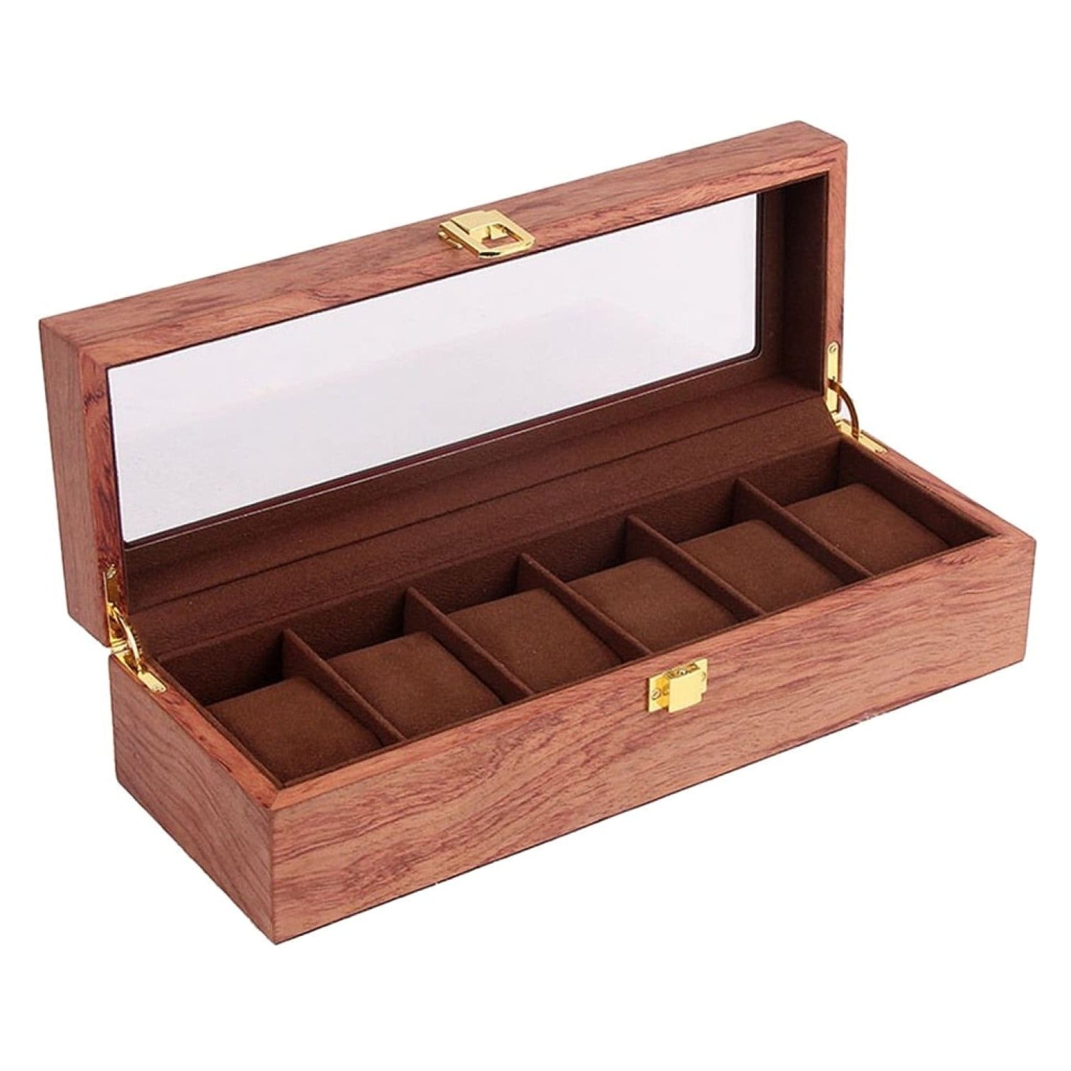 Boîte 6 montres noyer coloris rouge – Cléophée Paris
