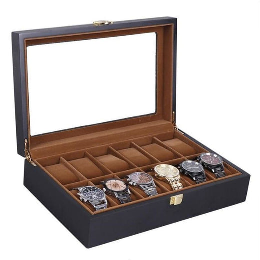 Boîte à montres vintage noire – 12 emplacements – Cléophée Paris