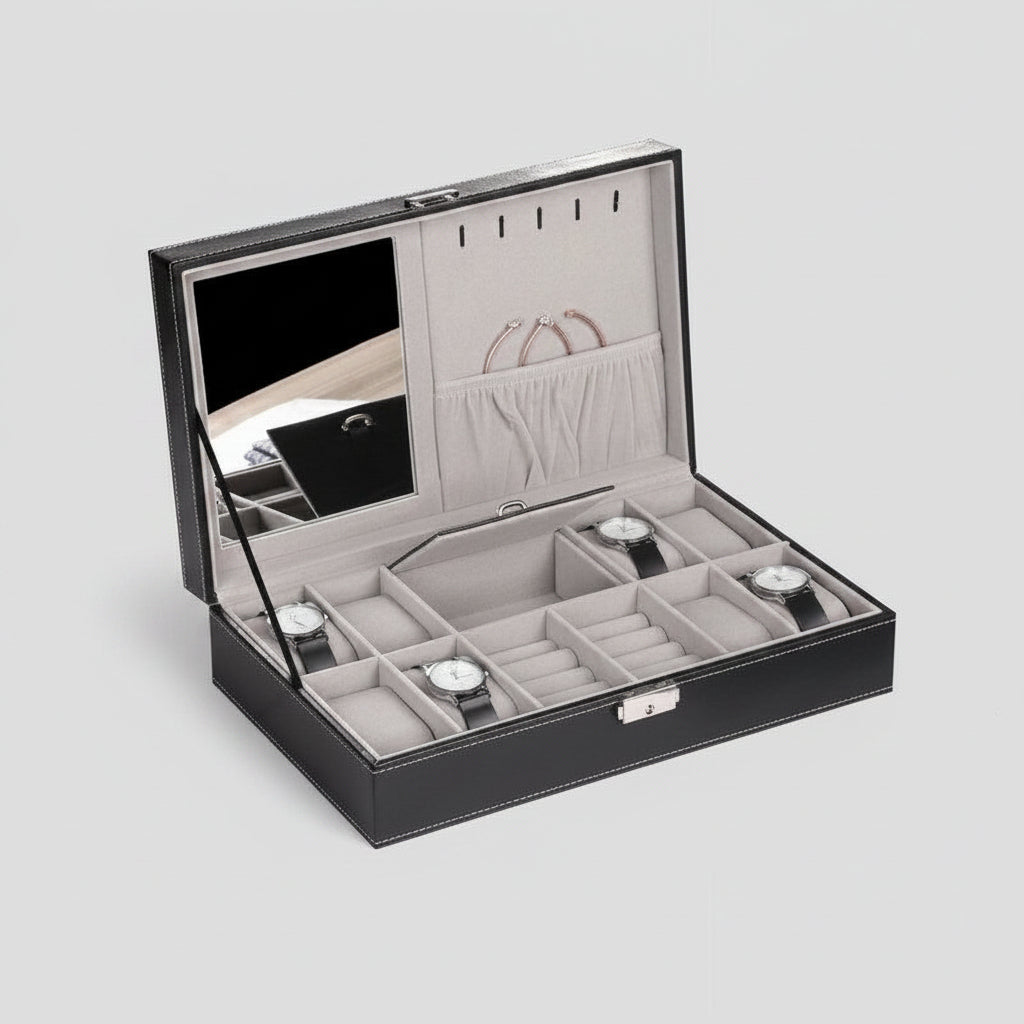 Boîte montres & bijoux femme grise/noire - Cléophée Paris