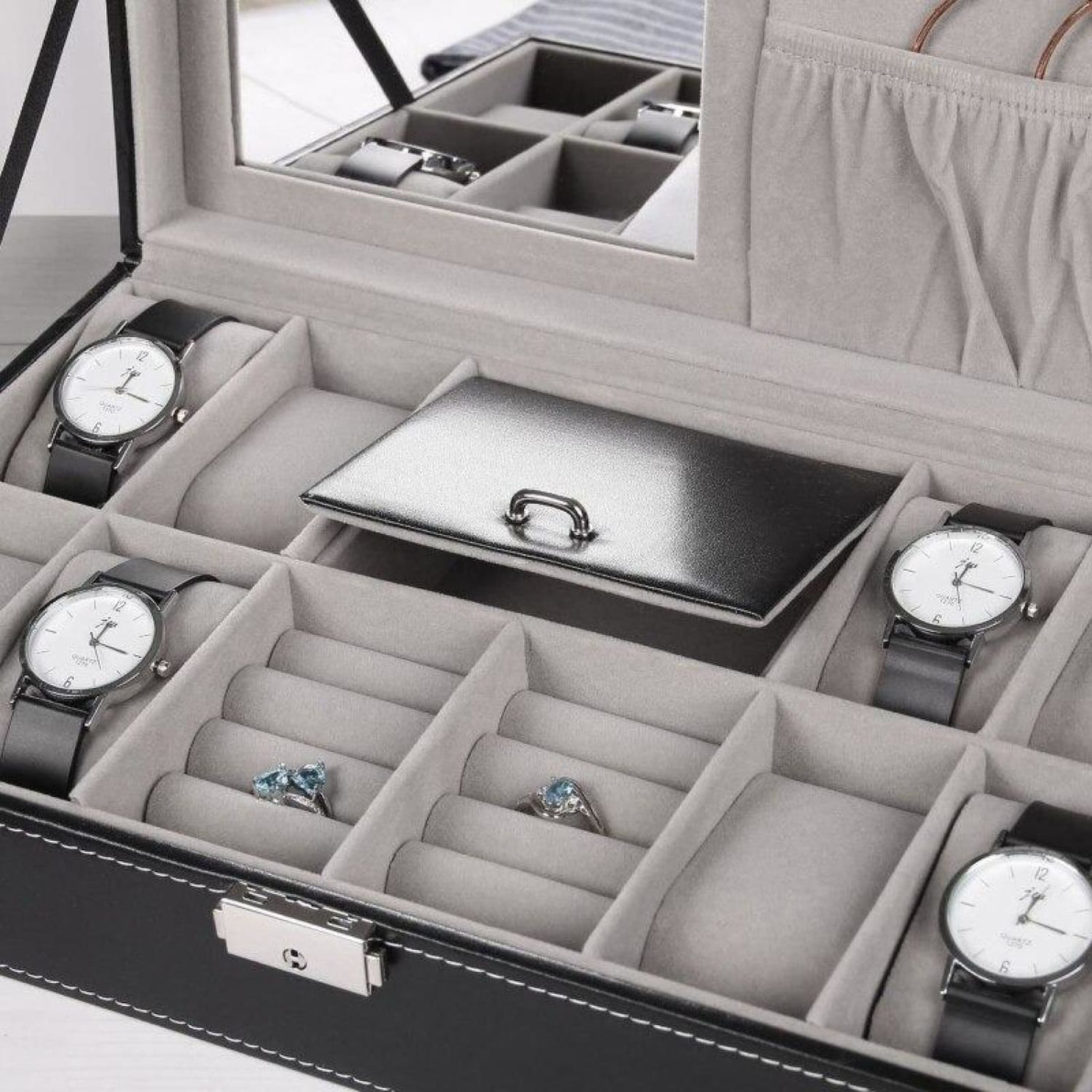 Boîte montres & bijoux femme grise/noire - Cléophée Paris