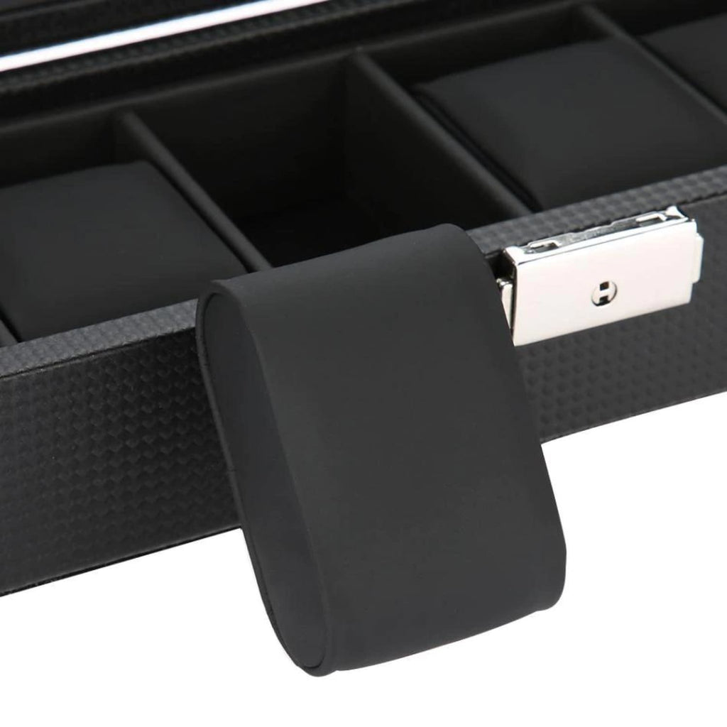 Coffret à montres en carbone noir – 6 emplacements – vue 5 – Cléophée Paris