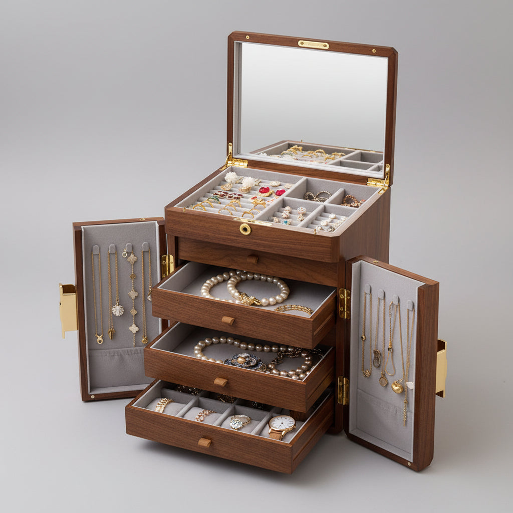Détail de la serrure du cabinet à bijoux en bois – Cléophée Paris