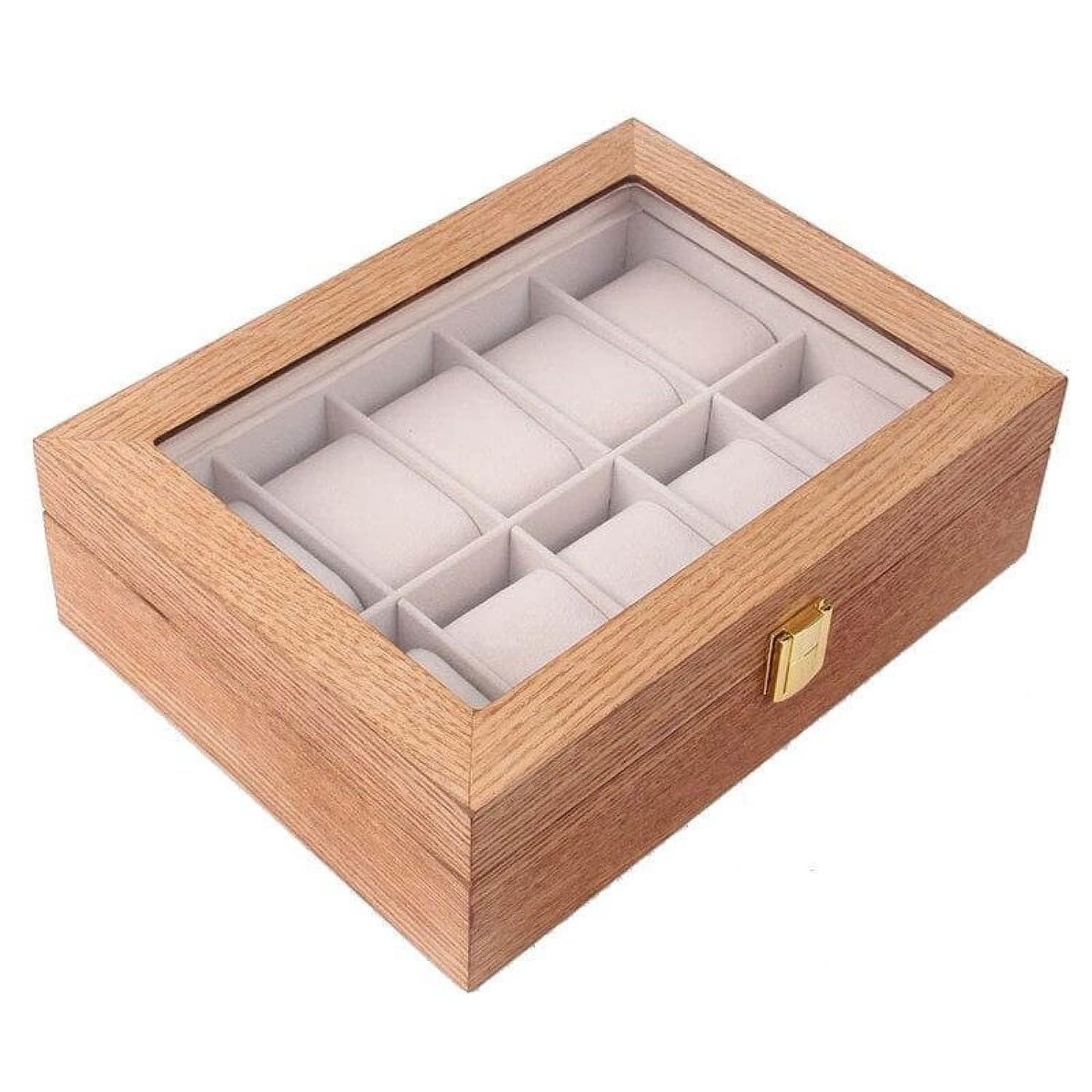 Coffret 10 montres bois de noyer ouvert montrant les emplacements – Cléophée Paris