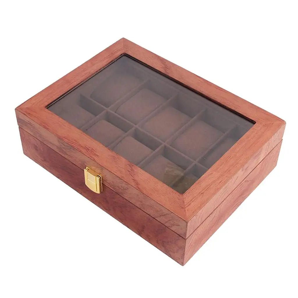 Intérieur velours du coffret 10 montres en noyer – Cléophée Paris