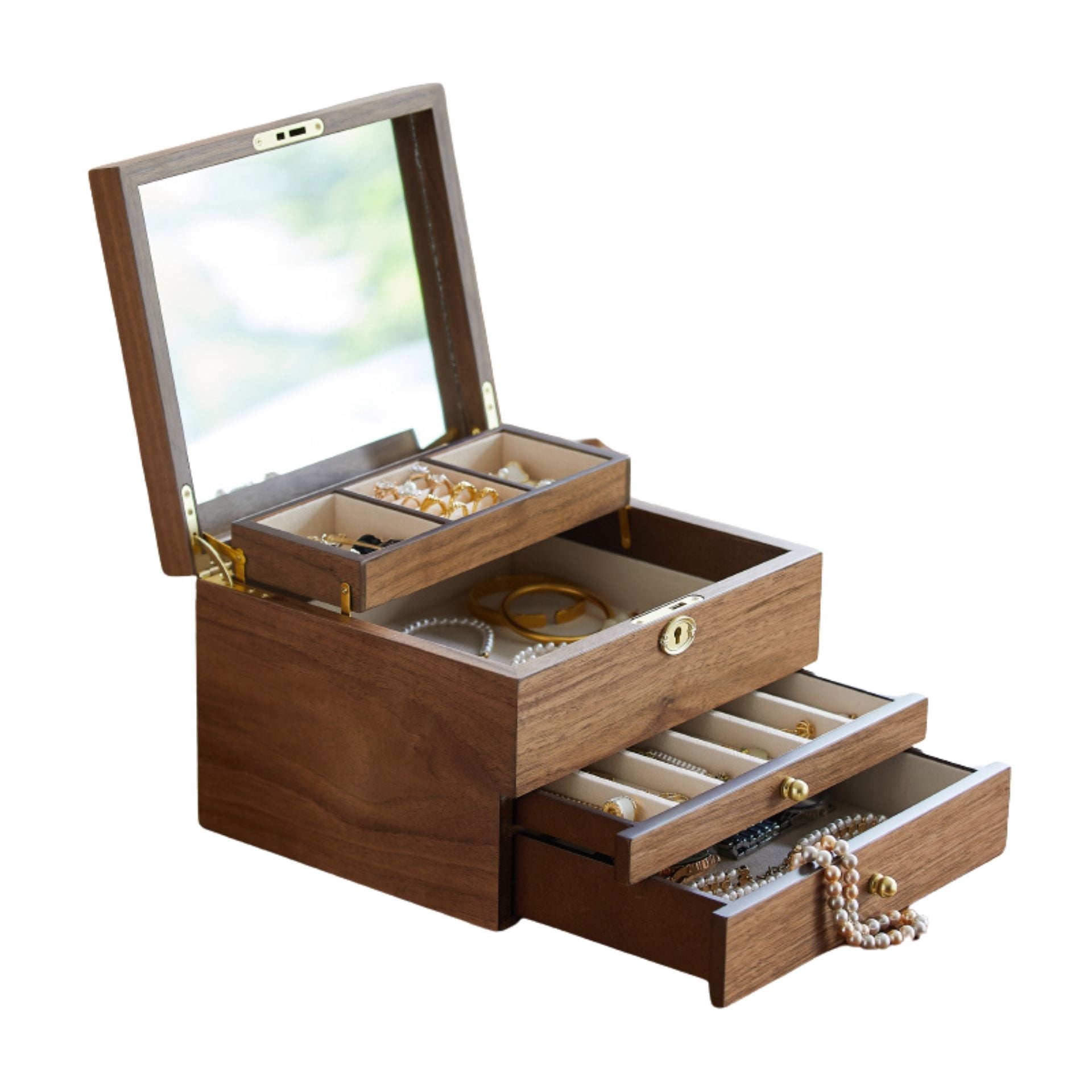 Coffret 4 niveaux avec miroir & motif cerf - Cléophée Paris