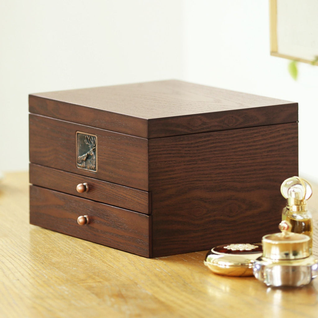 Coffret 4 niveaux avec miroir & motif cerf - Cléophée Paris