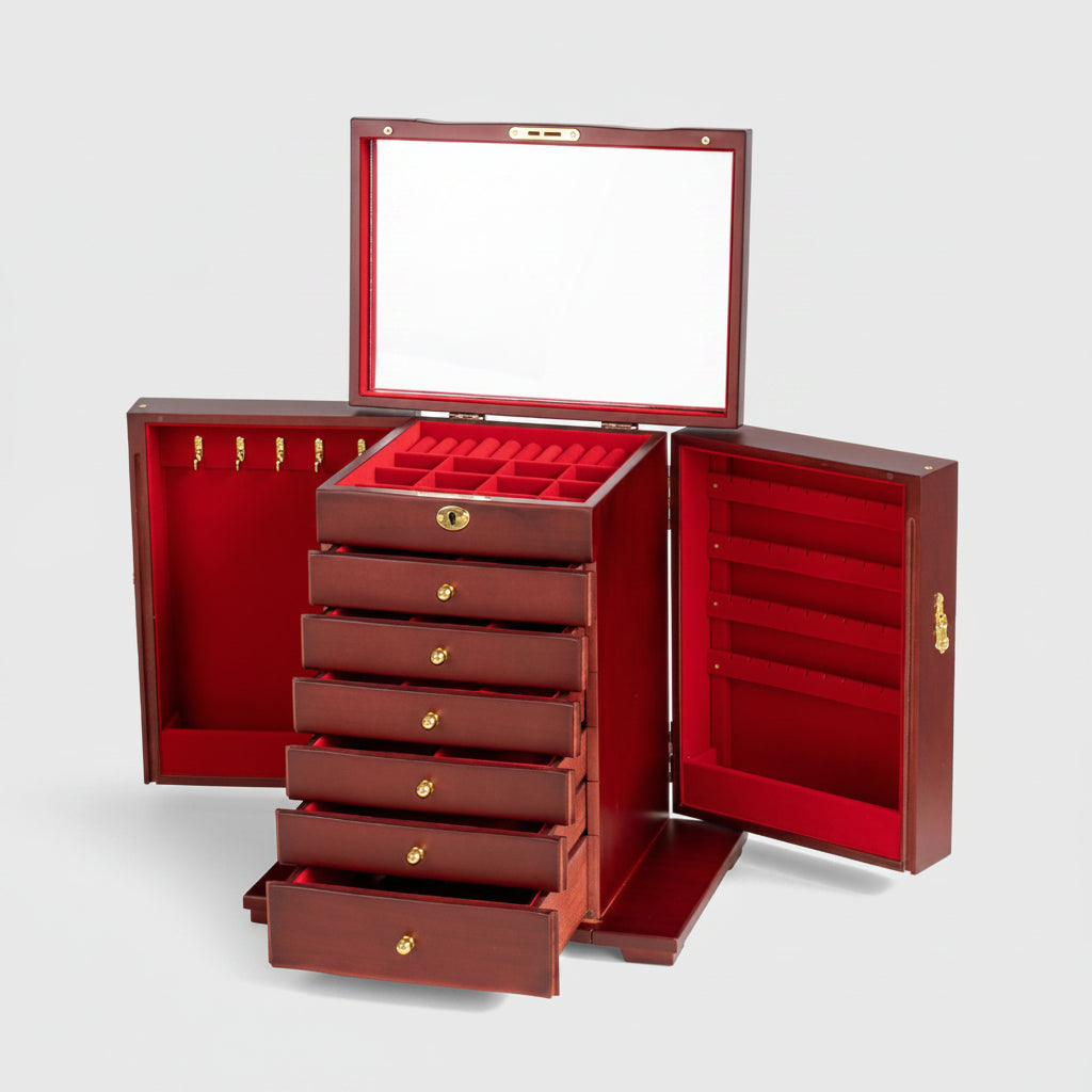 Niveaux de rangement du coffret à bijoux en bois – Cléophée Paris