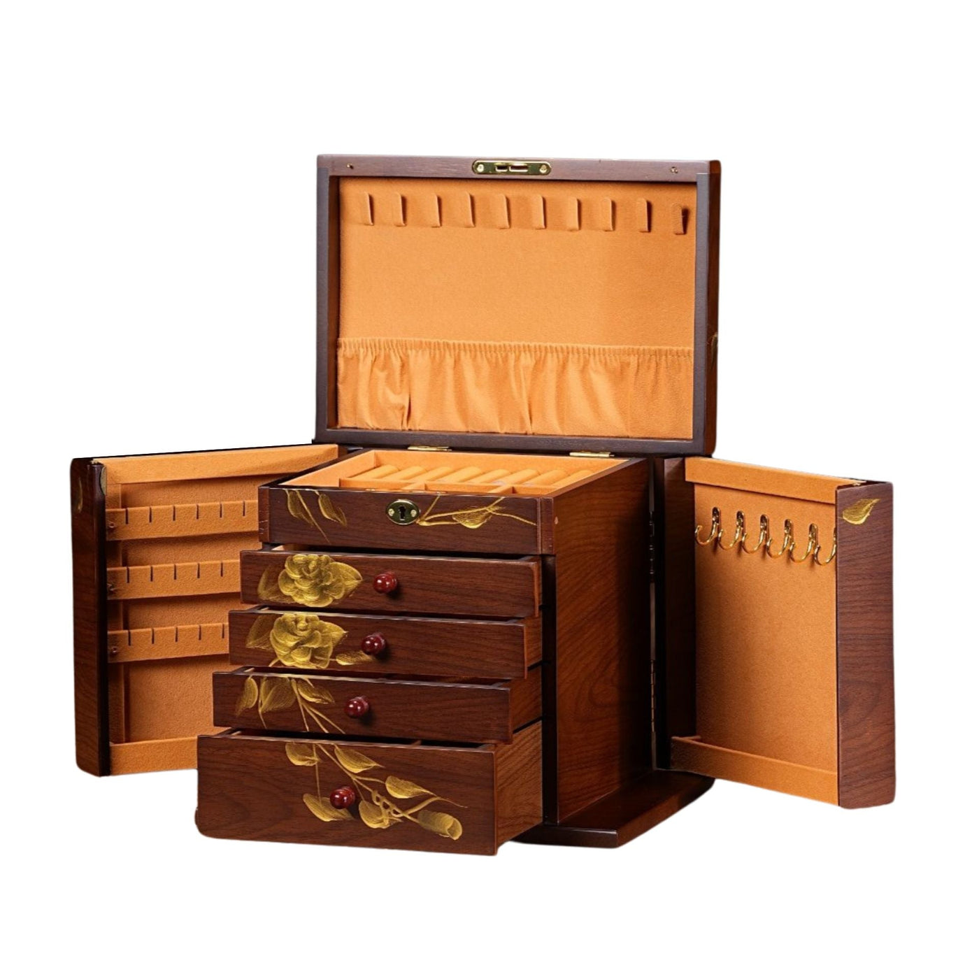 Coffret à bijoux en bois massif – 5 niveaux peints à la main - Cléophée Paris