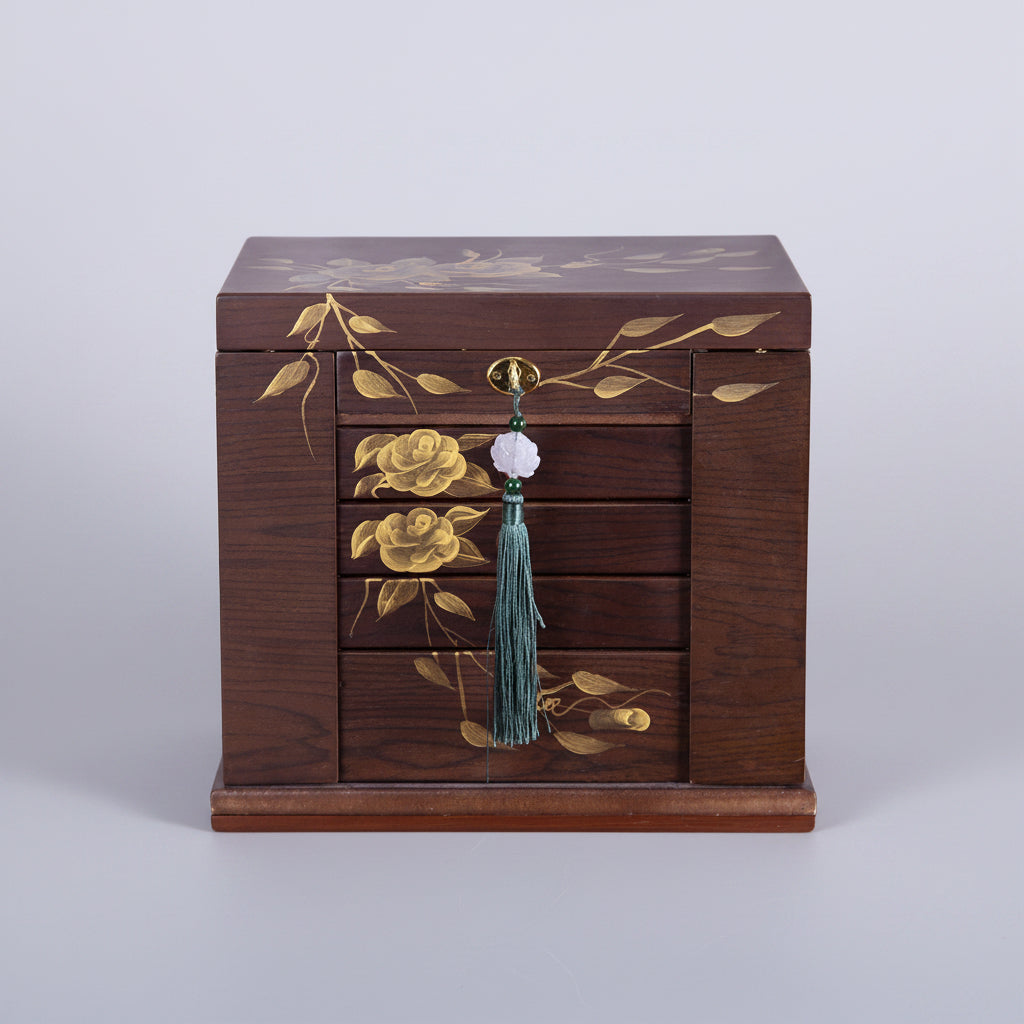 Coffret à bijoux en bois massif – 5 niveaux peints à la main - Cléophée Paris