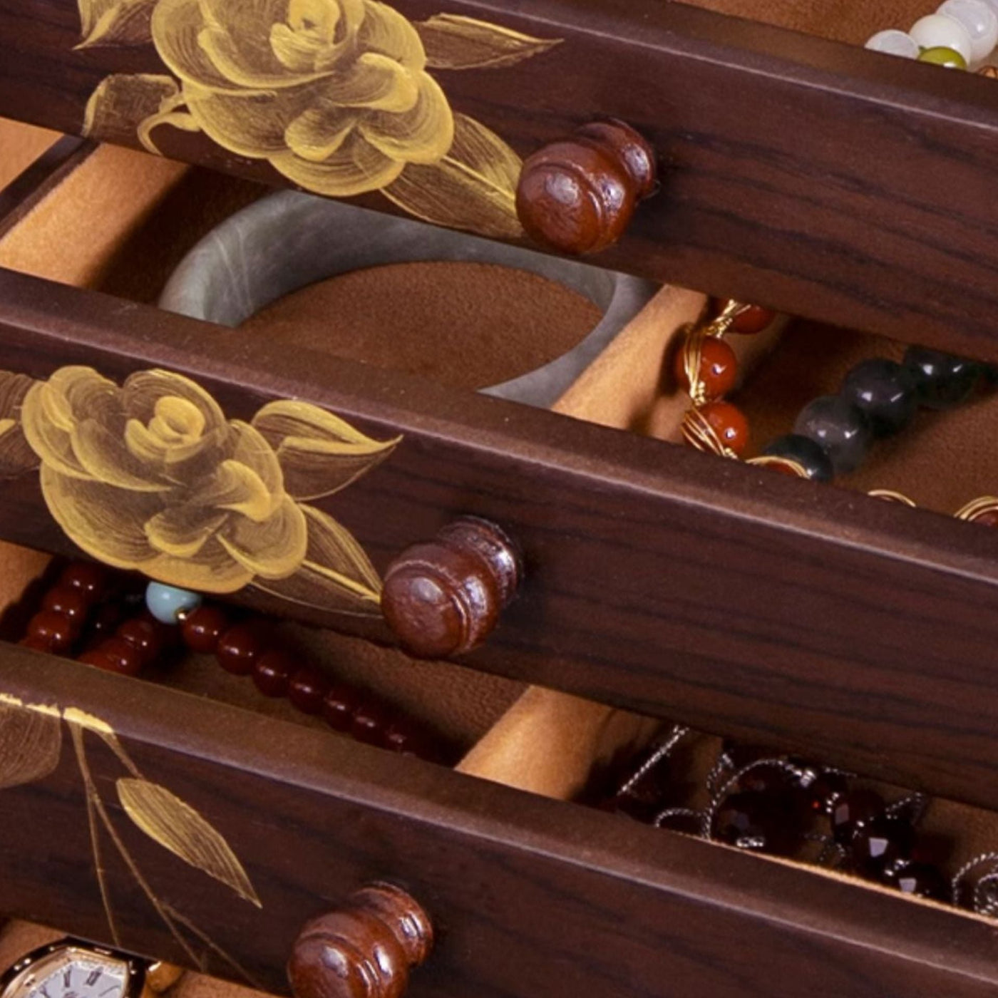 Coffret à bijoux en bois massif – 5 niveaux peints à la main - Cléophée Paris