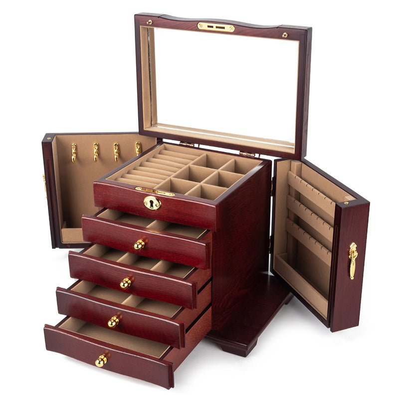 Coffret à Bijoux en Bois MDF avec Miroir et Serrure – 5 Niveaux - Cléophée Paris