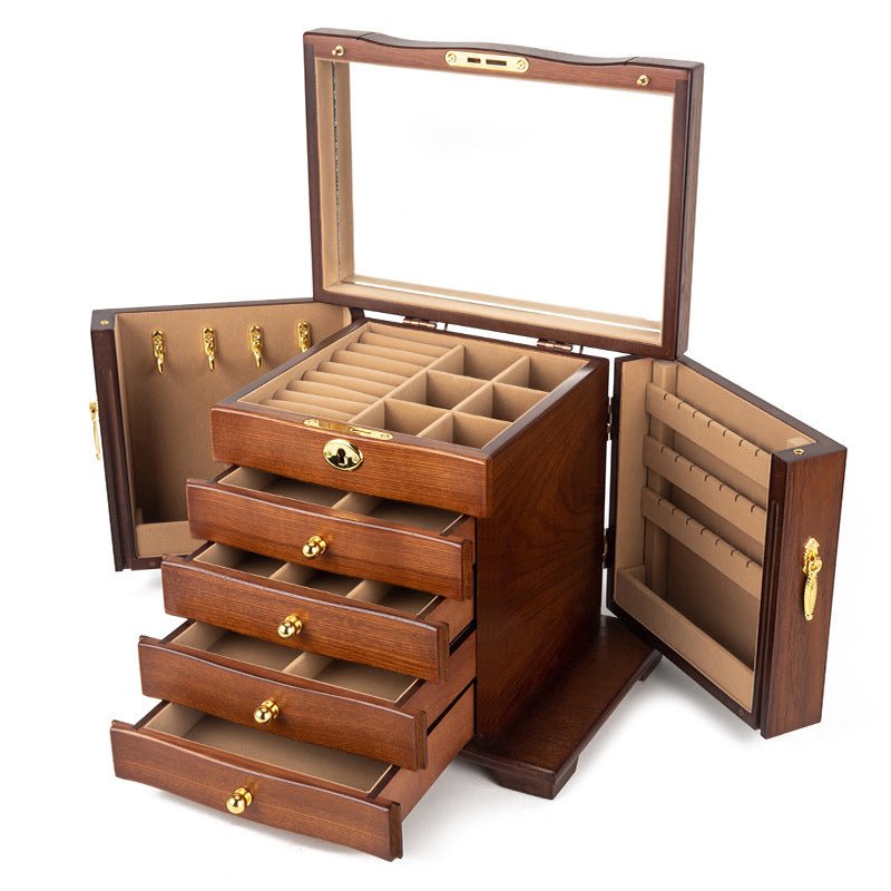 Coffret à Bijoux en Bois MDF avec Miroir et Serrure – 5 Niveaux - Cléophée Paris