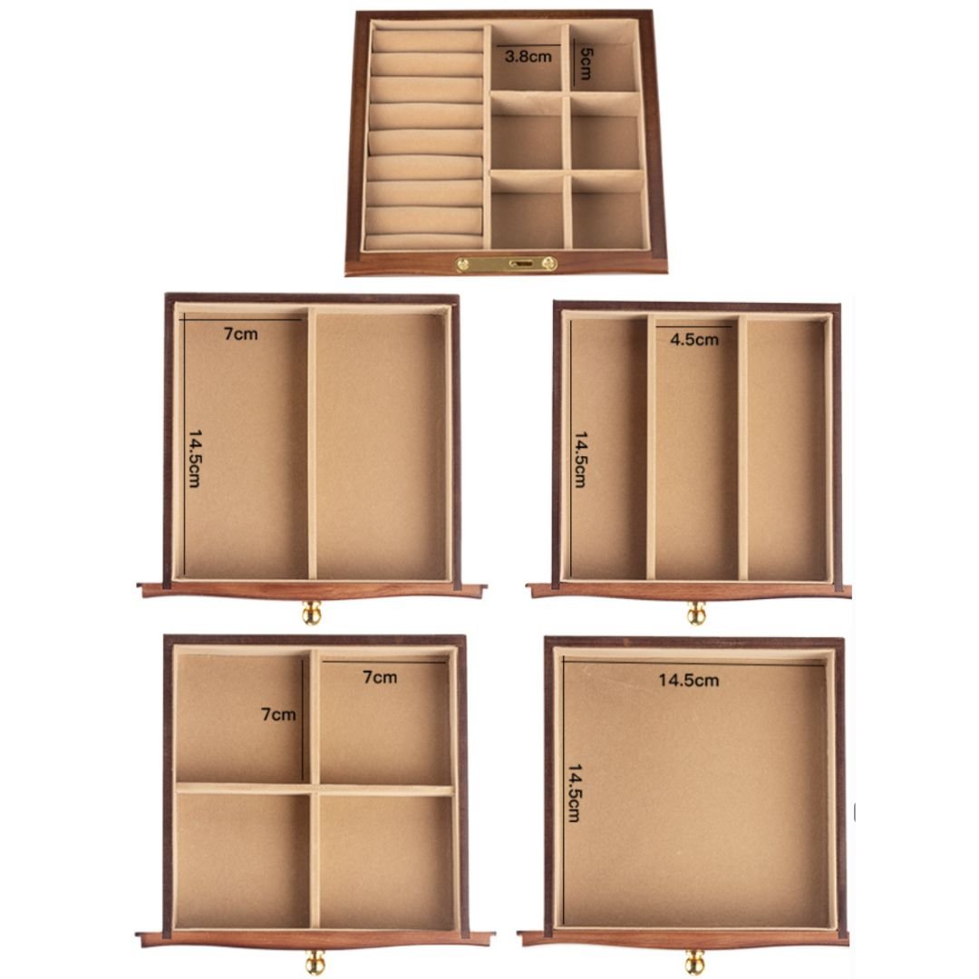 Coffret à Bijoux en Bois MDF avec Miroir et Serrure – 5 Niveaux - Cléophée Paris