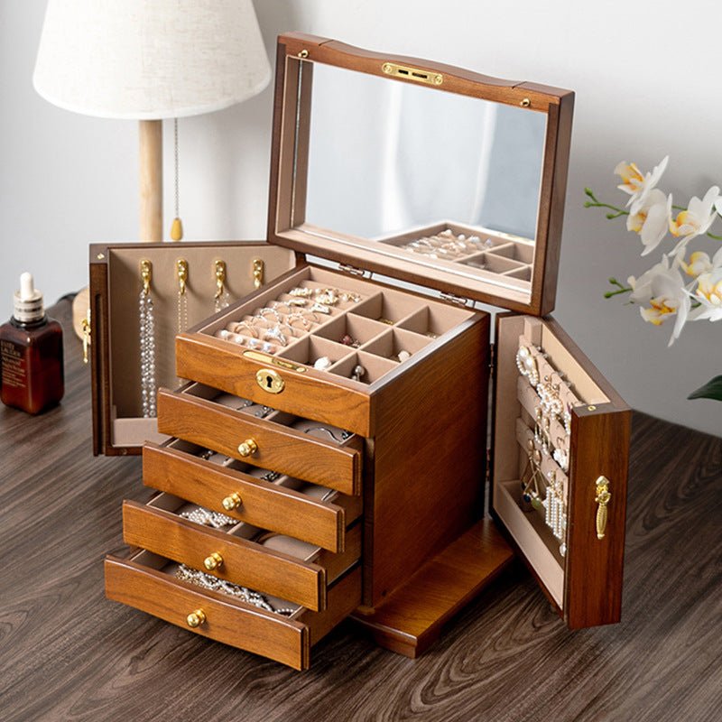 Coffret à Bijoux en Bois MDF avec Miroir et Serrure – 5 Niveaux - Cléophée Paris