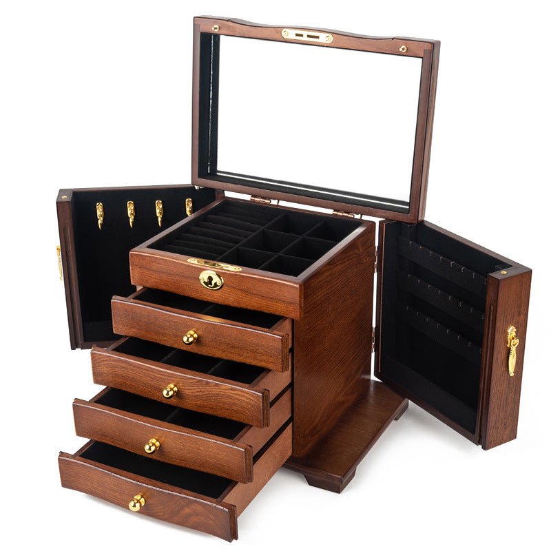 Coffret à Bijoux en Bois MDF avec Miroir et Serrure – 5 Niveaux - Cléophée Paris