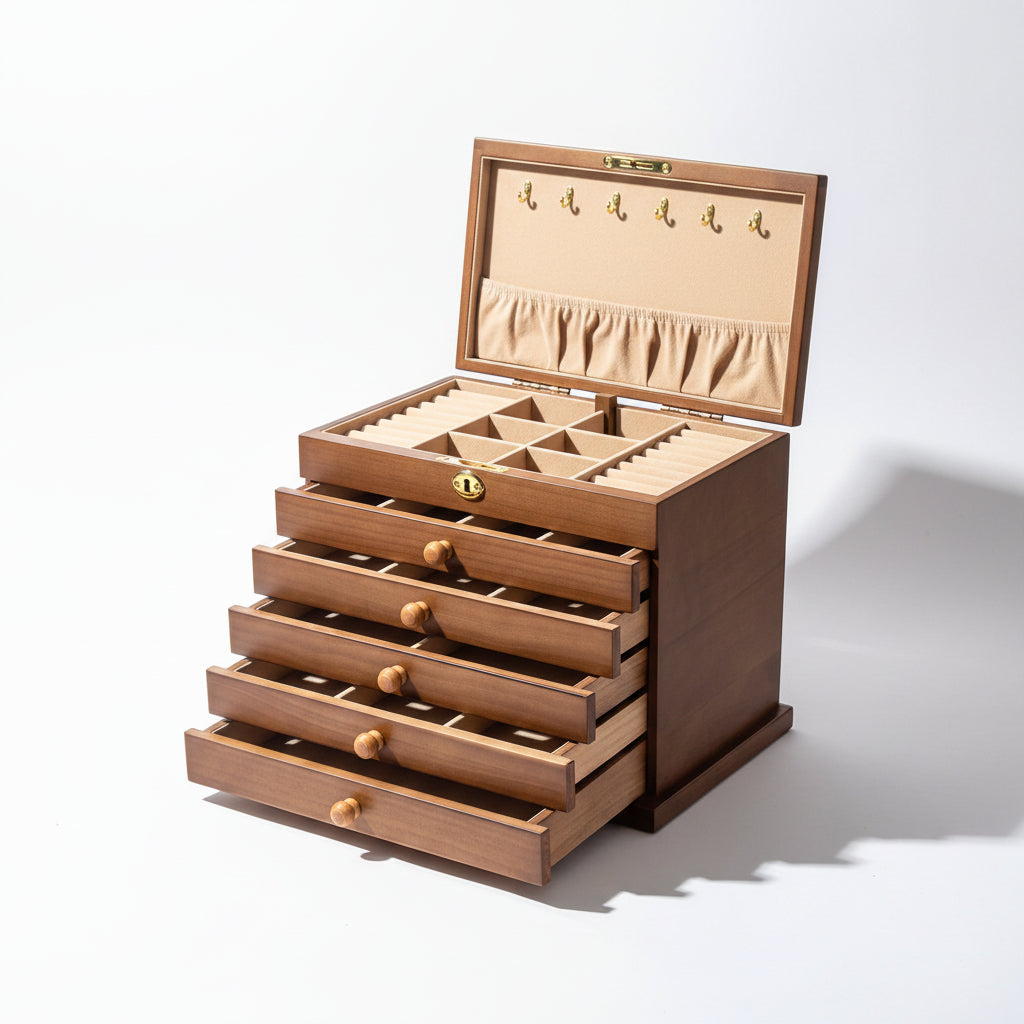 Coffret à bijoux en bois – miroir intégré et serrure - Cléophée Paris