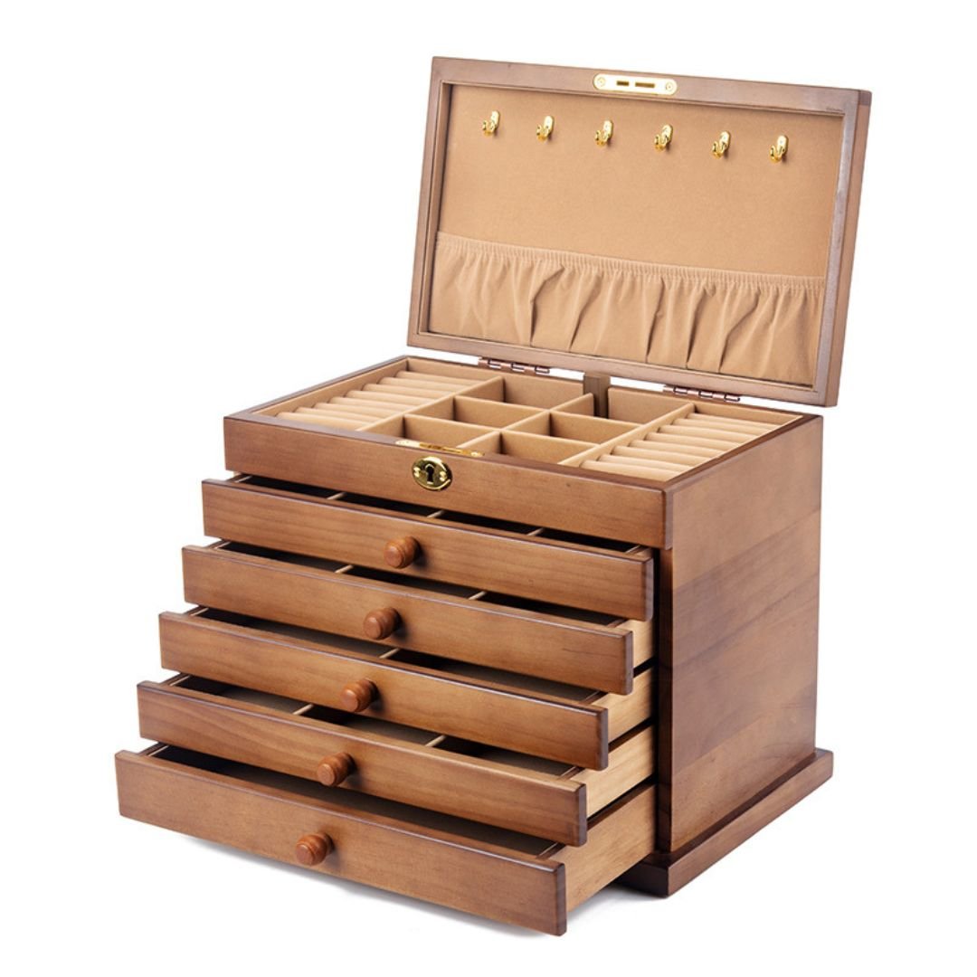 Coffret à bijoux en bois – miroir intégré et serrure - Cléophée Paris