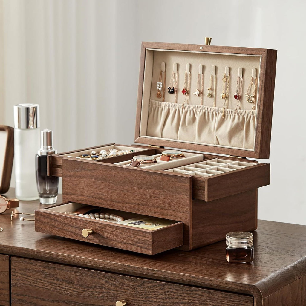 Coffret à bijoux en bois – velours intérieur et miroir - Cléophée Paris
