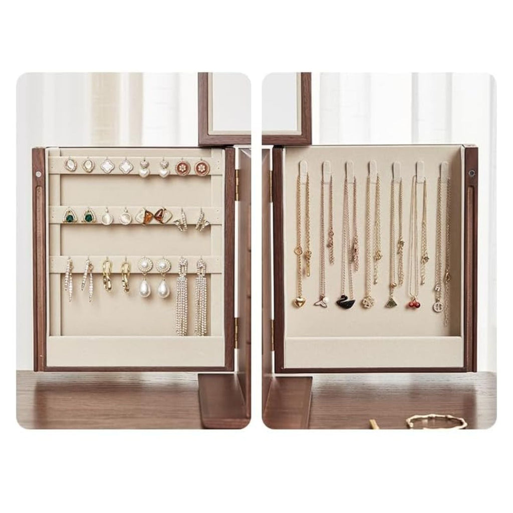 Coffret à Bijoux en Noyer avec Miroir – 5 Niveaux et Serrure - Cléophée Paris
