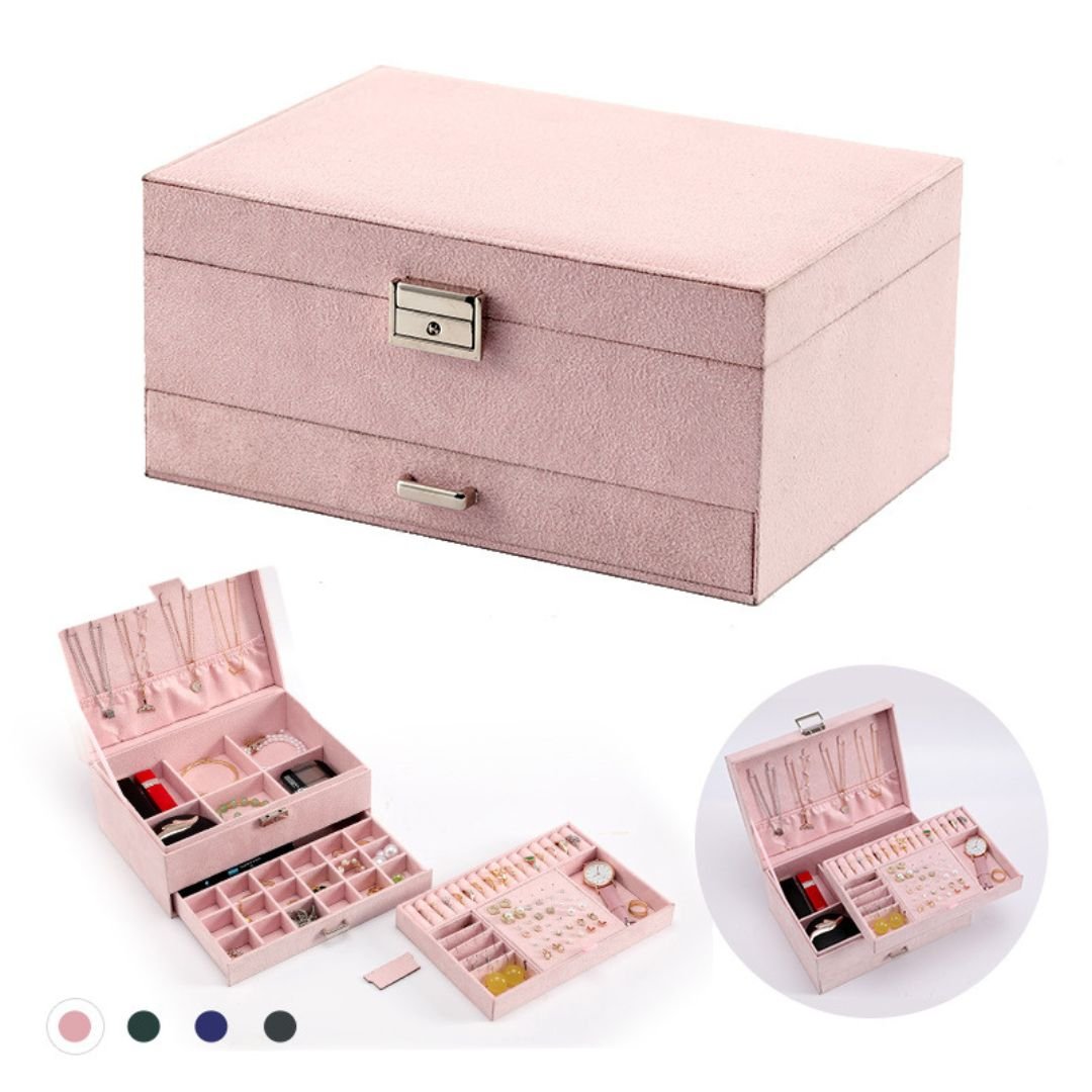 Coffret à bijoux en velours – multi - niveaux verrouillable - Cléophée Paris