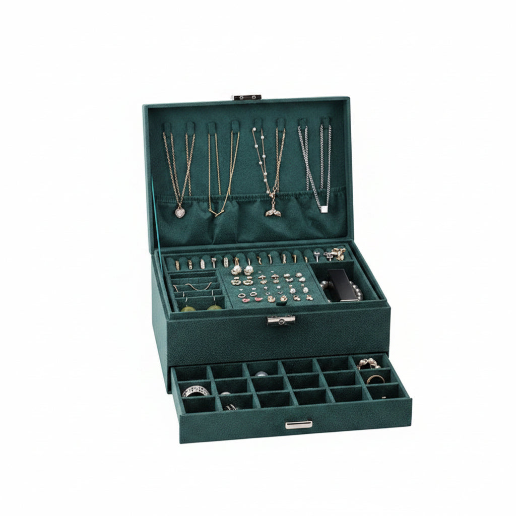 Coffret à bijoux en velours – multi - niveaux verrouillable - Cléophée Paris