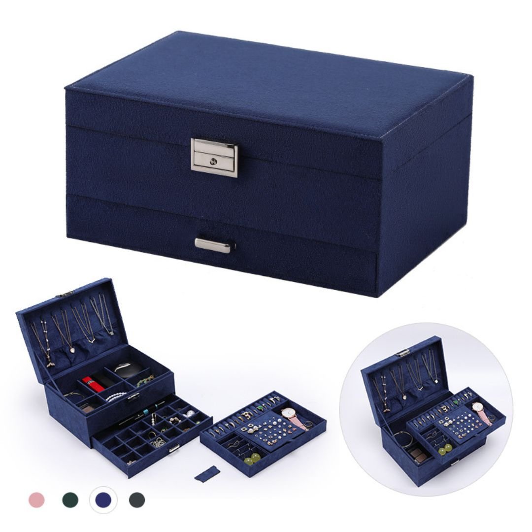 Coffret à bijoux en velours – multi - niveaux verrouillable - Cléophée Paris