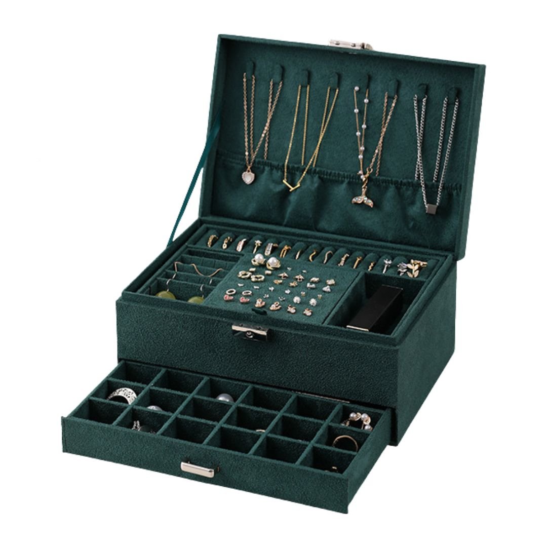 Coffret à bijoux en velours – multi - niveaux verrouillable - Cléophée Paris