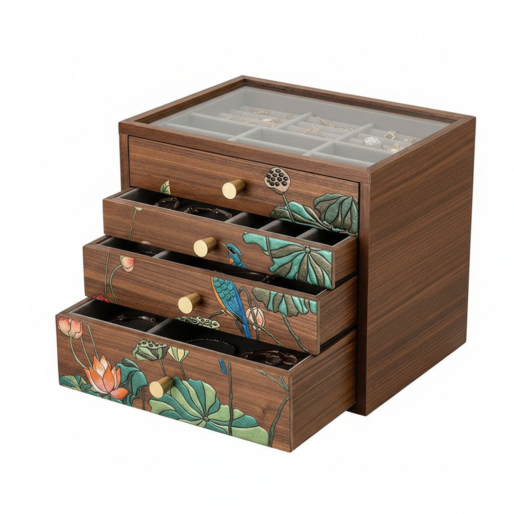 Coffret bois décor peint – 4 tiroirs - Cléophée Paris
