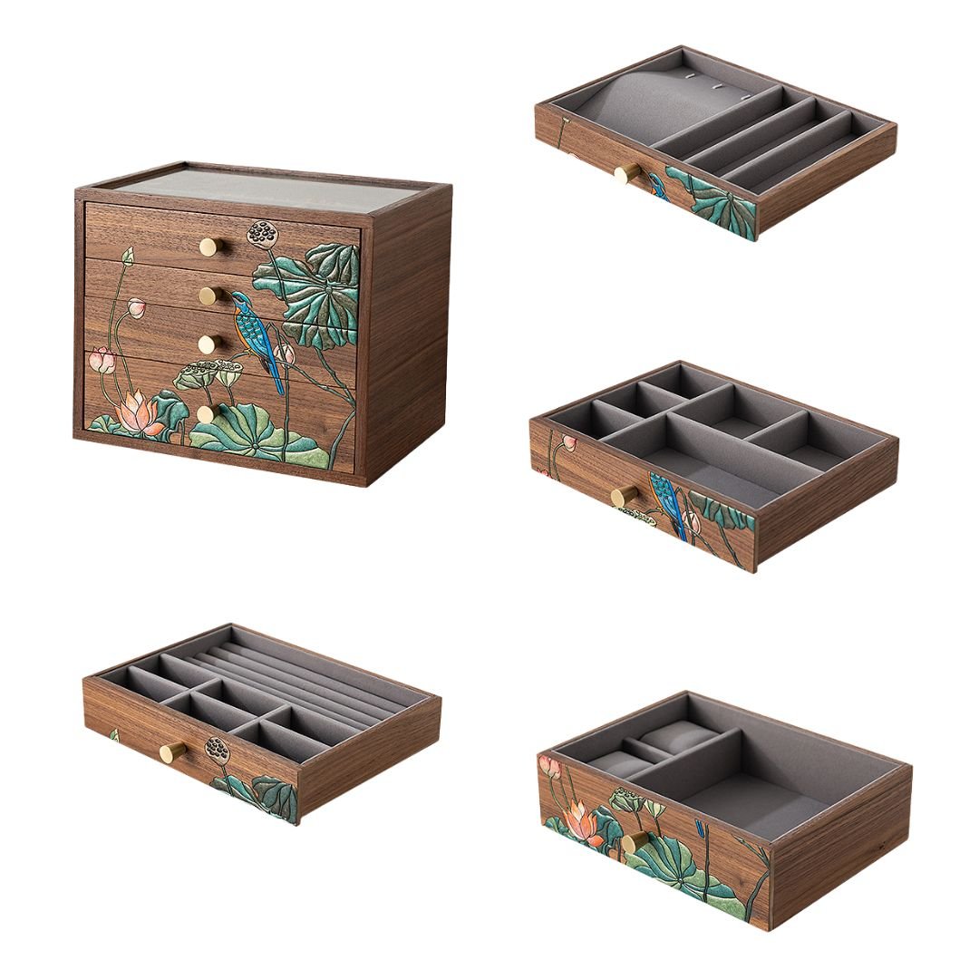 Coffret bois décor peint – 4 tiroirs - Cléophée Paris