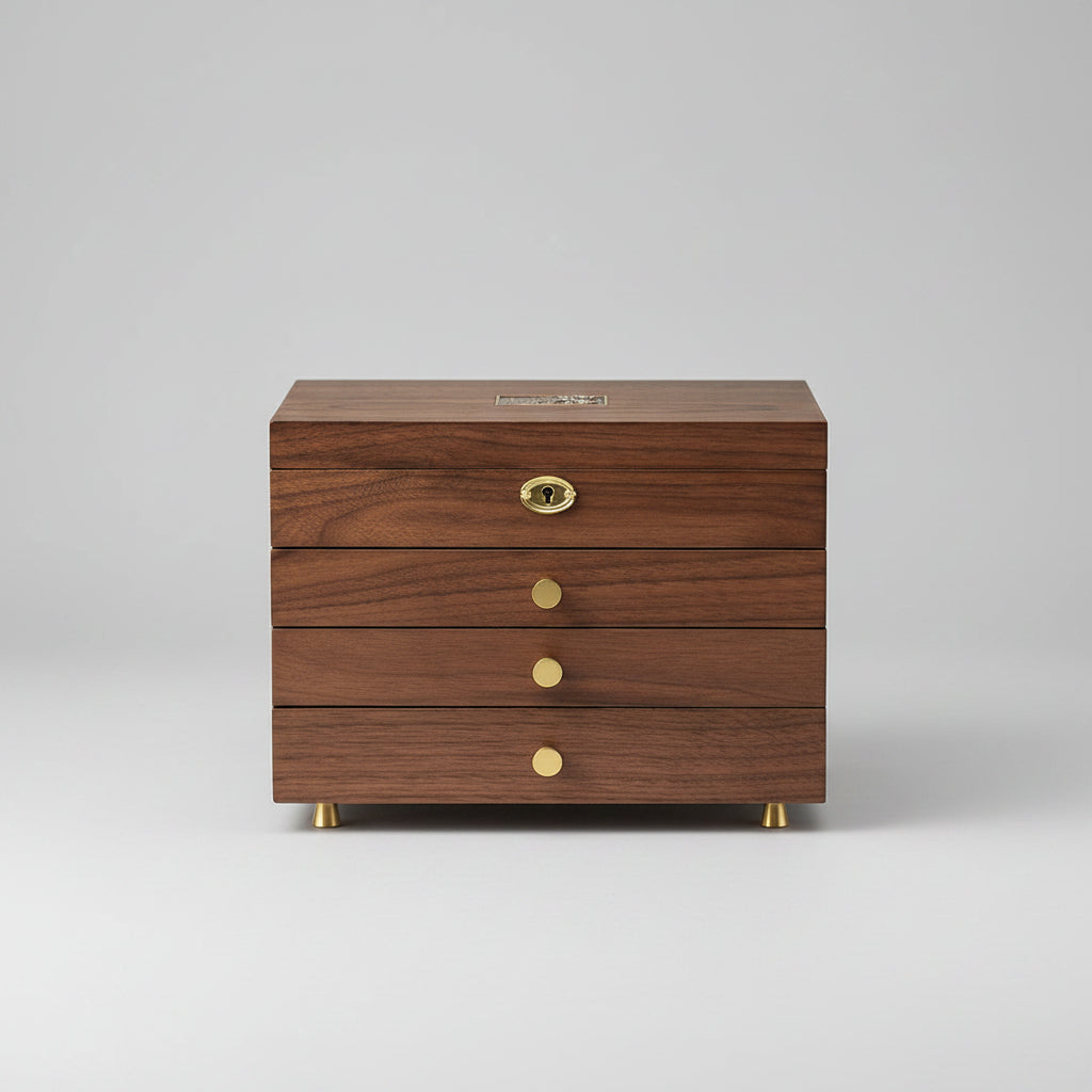Coffret en Bois Sculpté – Édition Royale à 4 Niveaux - Cléophée Paris