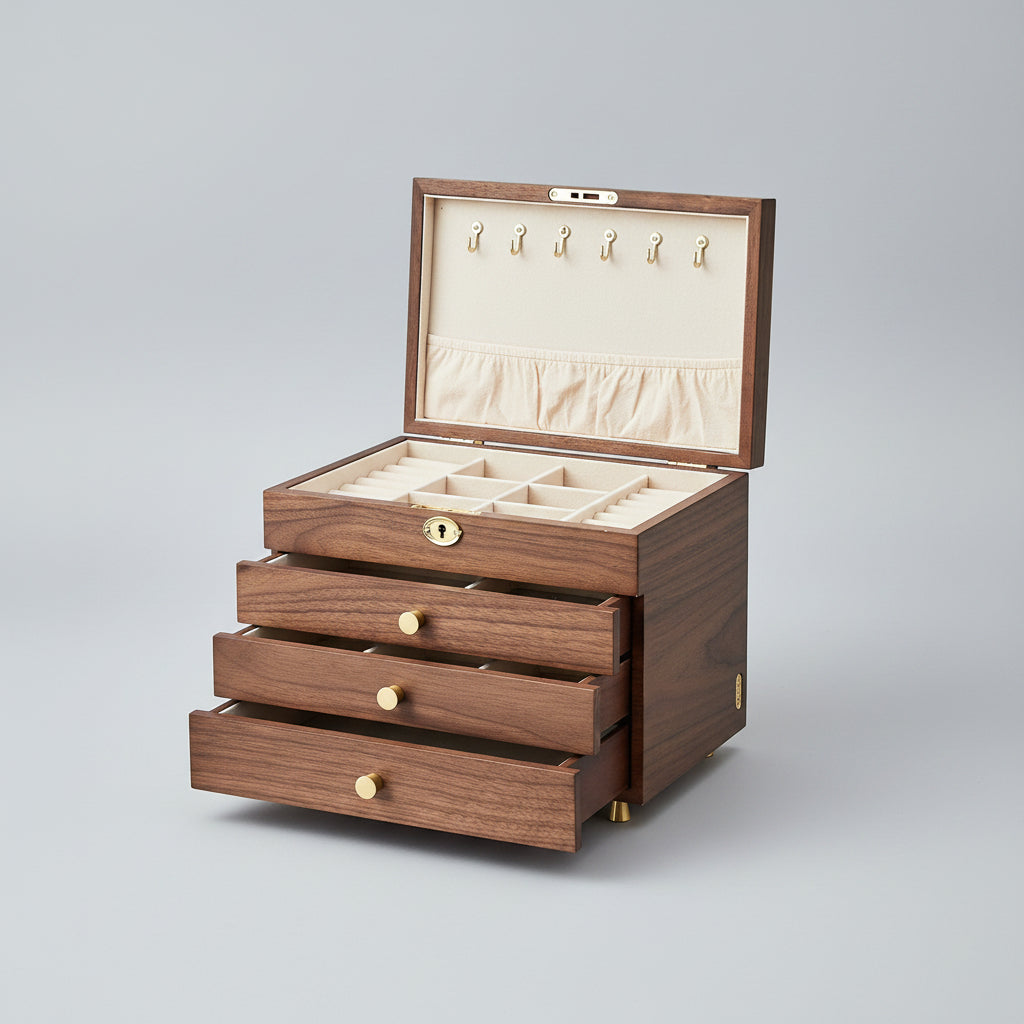 Coffret en Bois Sculpté – Édition Royale à 4 Niveaux - Cléophée Paris