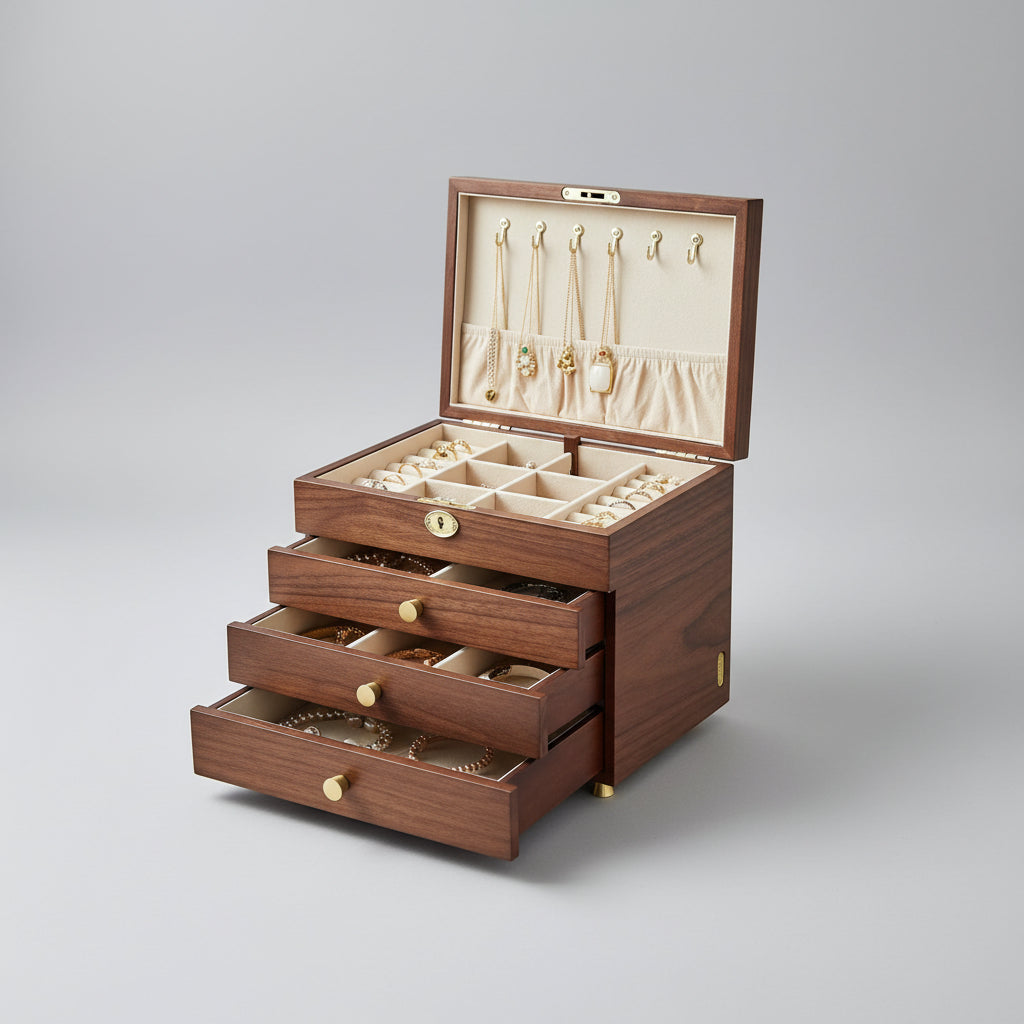 Coffret en Bois Sculpté – Édition Royale à 4 Niveaux - Cléophée Paris