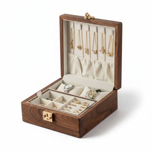 Coffret montres & bijoux en noyer massif – Format carré - Cléophée Paris