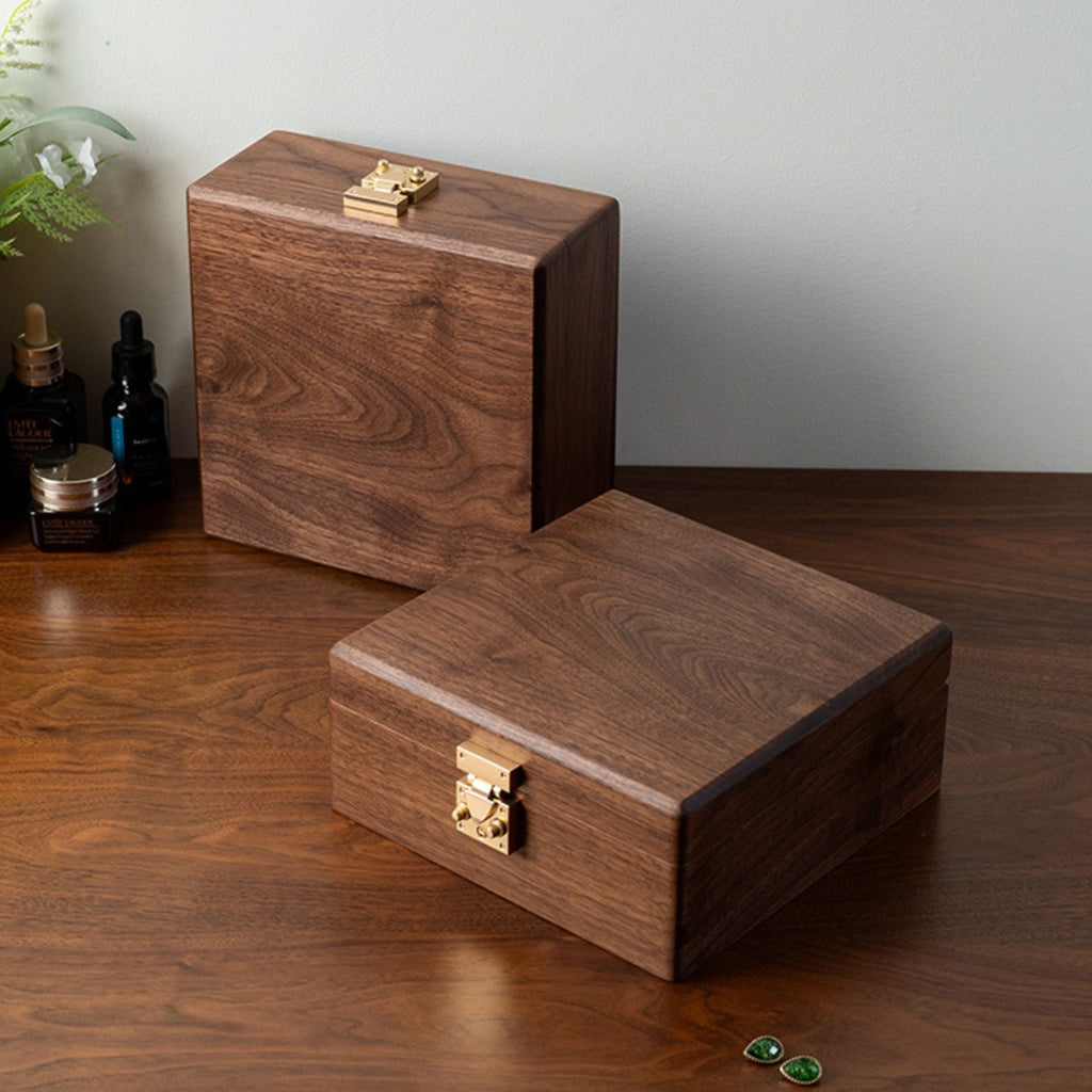 Coffret montres & bijoux en noyer massif – Format carré - Cléophée Paris