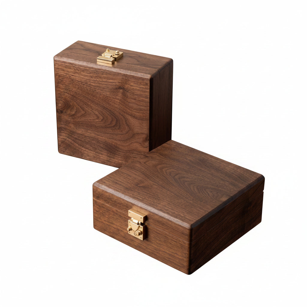 Coffret montres & bijoux en noyer massif – Format carré - Cléophée Paris